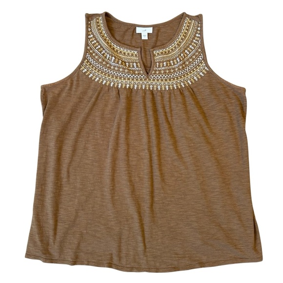 J. Jill Brown Embellished Tank Top Blouse Large - Picture 4 of 7